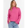 image:imageANRABESS Womens Turtleneck Sweaters Oversized Chunky Long Sleeve Knit High Low Hem Pullover Top 2026 Fall Winter FashionHot Pink