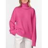 image:imageANRABESS Womens Turtleneck Sweaters Oversized Chunky Long Sleeve Knit High Low Hem Pullover Top 2026 Fall Winter FashionHot Pink