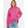 image:imageANRABESS Womens Turtleneck Sweaters Oversized Chunky Long Sleeve Knit High Low Hem Pullover Top 2026 Fall Winter FashionHot Pink