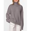 image:imageANRABESS Womens Turtleneck Sweaters Oversized Chunky Long Sleeve Knit High Low Hem Pullover Top 2026 Fall Winter FashionPurple Taupe