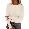 image:imageANRABESS Sweaters for Women Long Sleeve Crewneck Casual Loose Wool Blend Soft Knit Pullover Tops 2025 Fall Fashion OutfitsWhite