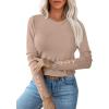 image:imageANRABESS Sweaters for Women Long Sleeve Crewneck Fitted Business Casual Pullover Tops 2025 Fall Outfits with Button CuffAlmond