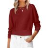 image:imageANRABESS Womens Long Sleeve Sweaters Cropped Crew Neck Business Casual Light Weight Sweater Tops Fall Fashion Clothes 2025Brick Red