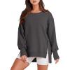 image:imageANRABESS Womens Oversized Sweatshirts Crew Neck Long Sleeve Shirts Casual Loose Slit 2025 Fall Outfits Y2K Teen Girls ClothesDeep Gray
