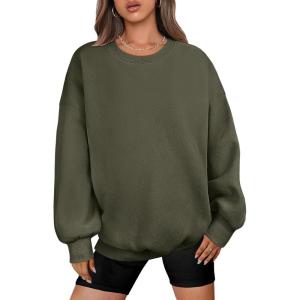 image:imageANRABESS Oversized Sweatshirt for Women Crewneck Y2K Hoodies Fleece Casual Comfy Pullover Top Fall Outfits Clothes 2025Army Green
