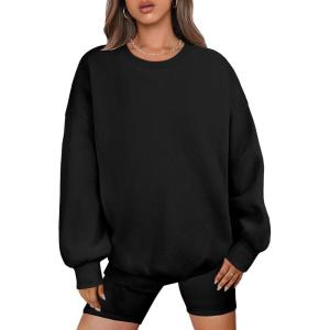 image:imageANRABESS Oversized Sweatshirt for Women Crewneck Y2K Hoodies Fleece Casual Comfy Pullover Top Fall Outfits Clothes 2025Black