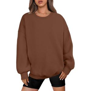 image:imageANRABESS Oversized Sweatshirt for Women Crewneck Y2K Hoodies Fleece Casual Comfy Pullover Top Fall Outfits Clothes 2025Coffee