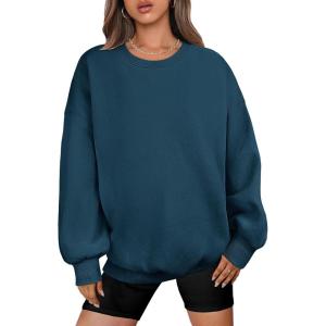 image:imageANRABESS Oversized Sweatshirt for Women Crewneck Y2K Hoodies Fleece Casual Comfy Pullover Top Fall Outfits Clothes 2025Deep Blue