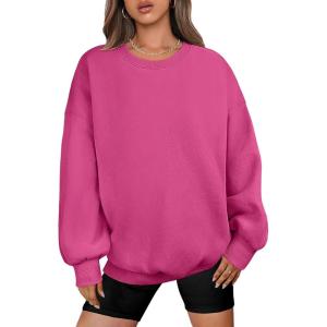 image:imageANRABESS Oversized Sweatshirt for Women Crewneck Y2K Hoodies Fleece Casual Comfy Pullover Top Fall Outfits Clothes 2025Hot Pink