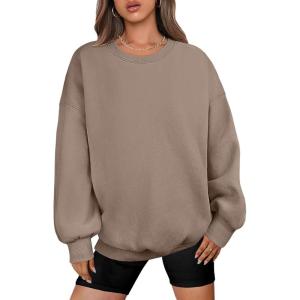 image:imageANRABESS Oversized Sweatshirt for Women Crewneck Y2K Hoodies Fleece Casual Comfy Pullover Top Fall Outfits Clothes 2025Light Brown