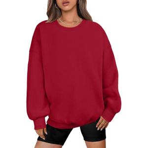 image:imageANRABESS Oversized Sweatshirt for Women Crewneck Y2K Hoodies Fleece Casual Comfy Pullover Top Fall Outfits Clothes 2025Peachy Red