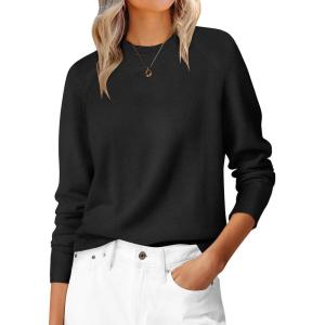 image:imageANRABESS Sweaters for Women 2025 Long Sleeve Crewneck Loose Fit Lightweight Knit Basic Fall Sweater OutfitsBlack