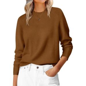 image:imageANRABESS Sweaters for Women 2025 Long Sleeve Crewneck Loose Fit Lightweight Knit Basic Fall Sweater OutfitsBurnt Orange