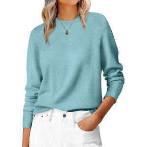 image:imageANRABESS Sweaters for Women 2025 Long Sleeve Crewneck Loose Fit Lightweight Knit Basic Fall Sweater OutfitsLight Blue