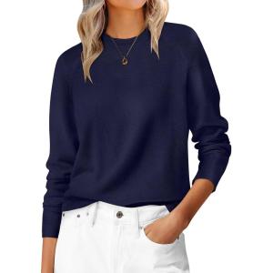 image:imageANRABESS Sweaters for Women 2025 Long Sleeve Crewneck Loose Fit Lightweight Knit Basic Fall Sweater OutfitsNavy Blue