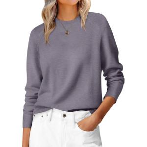image:imageANRABESS Sweaters for Women 2025 Long Sleeve Crewneck Loose Fit Lightweight Knit Basic Fall Sweater OutfitsNutmeg