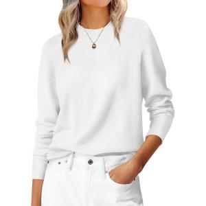 image:imageANRABESS Sweaters for Women 2025 Long Sleeve Crewneck Loose Fit Lightweight Knit Basic Fall Sweater OutfitsWhite