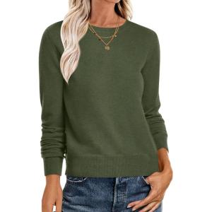 image:imageANRABESS Sweaters for Women Long Sleeve Lightweight Crewneck Soft Basic Knit Loose Fit Pullover Top 2025 Fall Trendy OutfitsArmy Green