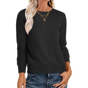 image:imageANRABESS Sweaters for Women Long Sleeve Lightweight Crewneck Soft Basic Knit Loose Fit Pullover Top 2025 Fall Trendy OutfitsBlack