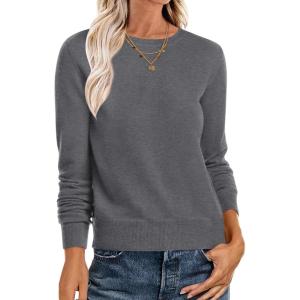 image:imageANRABESS Sweaters for Women Long Sleeve Lightweight Crewneck Soft Basic Knit Loose Fit Pullover Top 2025 Fall Trendy OutfitsDark Gray