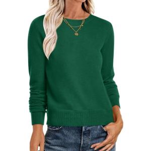 image:imageANRABESS Sweaters for Women Long Sleeve Lightweight Crewneck Soft Basic Knit Loose Fit Pullover Top 2025 Fall Trendy OutfitsForest Green