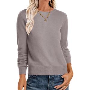 image:imageANRABESS Sweaters for Women Long Sleeve Lightweight Crewneck Soft Basic Knit Loose Fit Pullover Top 2025 Fall Trendy OutfitsGrey Taupe