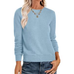 image:imageANRABESS Sweaters for Women Long Sleeve Lightweight Crewneck Soft Basic Knit Loose Fit Pullover Top 2025 Fall Trendy OutfitsLight Blue