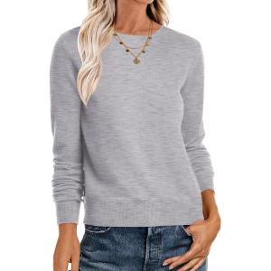 image:imageANRABESS Sweaters for Women Long Sleeve Lightweight Crewneck Soft Basic Knit Loose Fit Pullover Top 2025 Fall Trendy OutfitsLight Gray