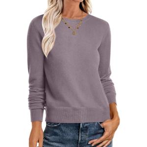 image:imageANRABESS Sweaters for Women Long Sleeve Lightweight Crewneck Soft Basic Knit Loose Fit Pullover Top 2025 Fall Trendy OutfitsNutmeg