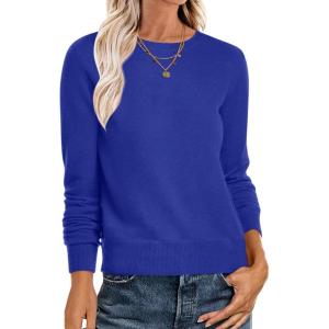 image:imageANRABESS Sweaters for Women Long Sleeve Lightweight Crewneck Soft Basic Knit Loose Fit Pullover Top 2025 Fall Trendy OutfitsRoyal Blue