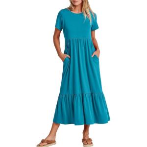 image:imageANRABESS Womens 2026 Summer Casual Maxi Dress A line Tiered Flowy Short Sleeve Crewneck T Shirt Beach Travel Long DressesSky Blue