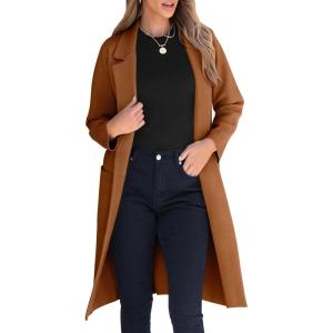 image:imageANRABESS Womens Cardigan Sweater 2025 Fall Outfits Knitted Lapel Long Coats CoatigansCaramel