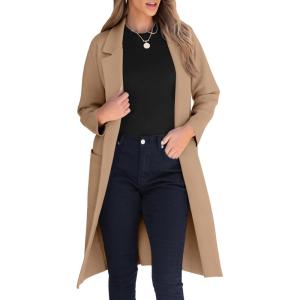 image:imageANRABESS Womens Cardigan Sweater 2025 Fall Outfits Knitted Lapel Long Coats CoatigansDeep Apricot