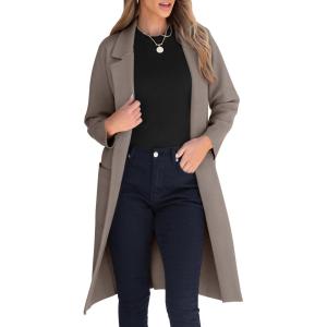 image:imageANRABESS Womens Cardigan Sweater 2025 Fall Outfits Knitted Lapel Long Coats CoatigansGray