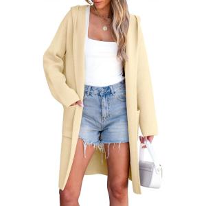 image:imageANRABESS Womens Cardigan Sweater Oversized Coatigan Knitted Hooded Coat 2025 Fall Outfits OutwearKhaki Beige