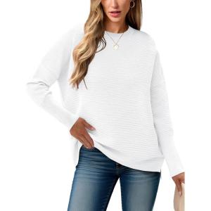 image:imageANRABESS Womens Oversized Batwing Long Sleeve Ribbed Knit Sweaters 2025 Fall OutfitsWhite