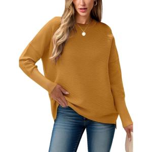 image:imageANRABESS Womens Oversized Batwing Long Sleeve Ribbed Knit Sweaters 2025 Fall OutfitsYellow