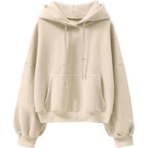 image:imageANRABESS Womens Oversized Hoodies Lantern sleeve Fleece Sweatshirts 2025 Fall Winter Loose Pullover Preppy ClothesBeige