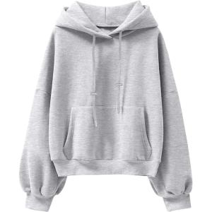 image:imageANRABESS Womens Oversized Hoodies Lantern sleeve Fleece Sweatshirts 2025 Fall Winter Loose Pullover Preppy ClothesGrey