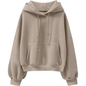 image:imageANRABESS Womens Oversized Hoodies Lantern sleeve Fleece Sweatshirts 2025 Fall Winter Loose Pullover Preppy ClothesKhaki