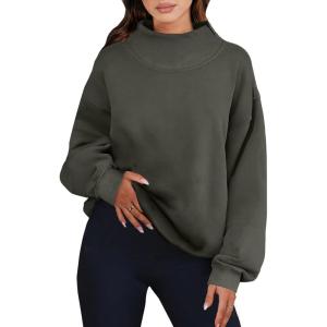 image:imageANRABESS Womens Oversized Sweatshirts Turtleneck Pullover Long Sleeve Hoodies Tops 2025 Fall Fashion Preppy OutfitsArmygreen