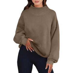 image:imageANRABESS Womens Oversized Sweatshirts Turtleneck Pullover Long Sleeve Hoodies Tops 2025 Fall Fashion Preppy OutfitsBrown