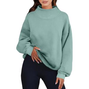 image:imageANRABESS Womens Oversized Sweatshirts Turtleneck Pullover Long Sleeve Hoodies Tops 2025 Fall Fashion Preppy OutfitsLight Green