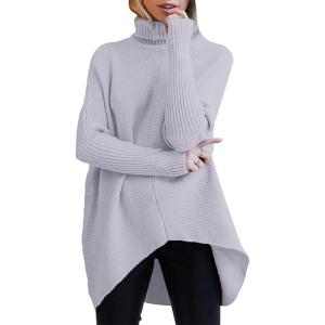 image:imageANRABESS Womens Oversized Turtleneck Batwing Long Sleeve Casual Cozy Baggy Knit Pullover Tunic Sweater 2025 Fall OutfitsLavender