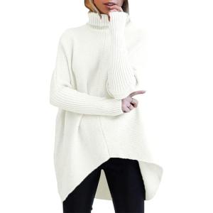 image:imageANRABESS Womens Oversized Turtleneck Batwing Long Sleeve Casual Cozy Baggy Knit Pullover Tunic Sweater 2025 Fall OutfitsWhite