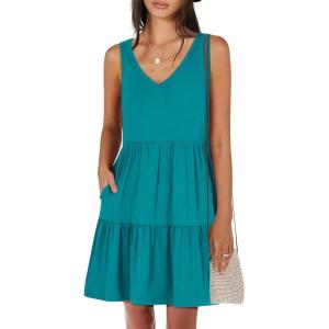 image:imageANRABESS Womens Summer Casual Tank Dress Sleeveless V Neck T Shirt Sundress Flowy Tiered Swing Mini Beach Vacation DressesLake