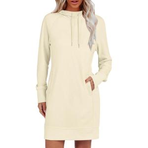 image:imageANRABESS Womens Sweatshirt Dress Long Sleeve Hoodies Mini Dresses Fleece Casual Hoodie with Pockets 2025 Fall FashionYellow