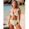 image:imageANRABESS Bikini Sets for Women Summer High Waisted 2 Piece Bathing Suit Ribbed Tie Knot Swimsuit 2026 Beach Vacation SwimwearBeige