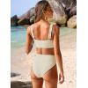 image:imageANRABESS Bikini Sets for Women Summer High Waisted 2 Piece Bathing Suit Ribbed Tie Knot Swimsuit 2026 Beach Vacation SwimwearBeige