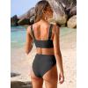 image:imageANRABESS Bikini Sets for Women Summer High Waisted 2 Piece Bathing Suit Ribbed Tie Knot Swimsuit 2026 Beach Vacation SwimwearBlack